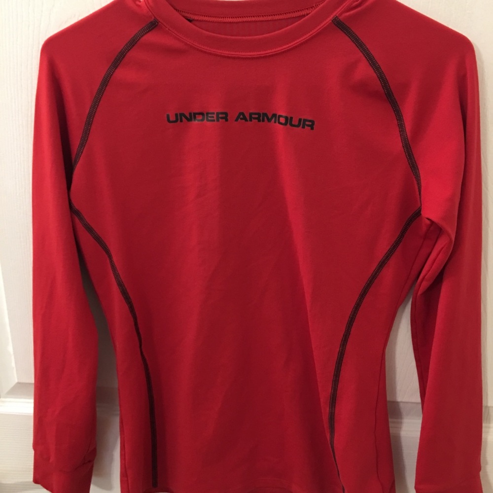 Boys’ Under Armour red long sleeve Large shirt